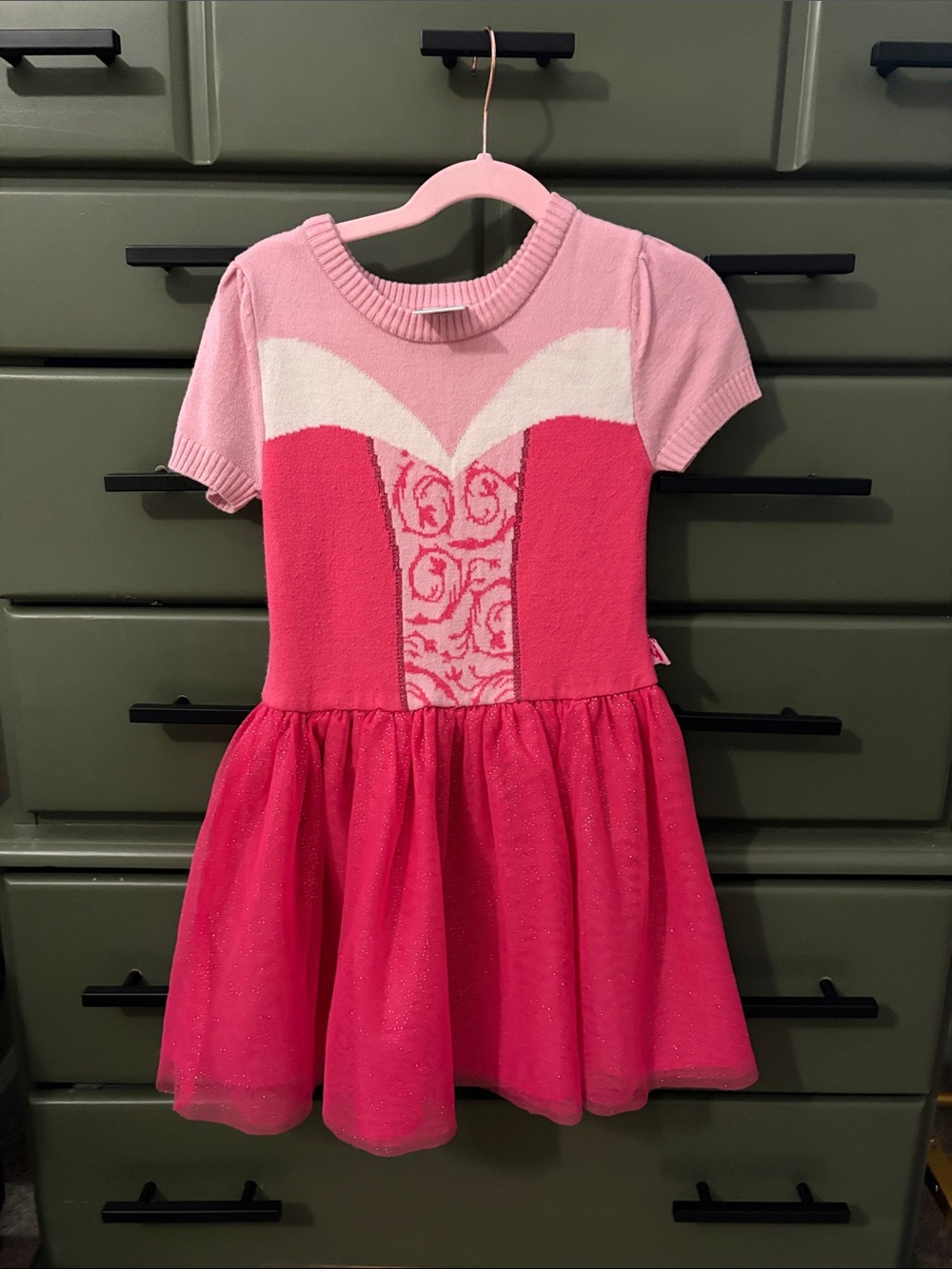 Disney Pink Knit & Glitter Tulle Dress
